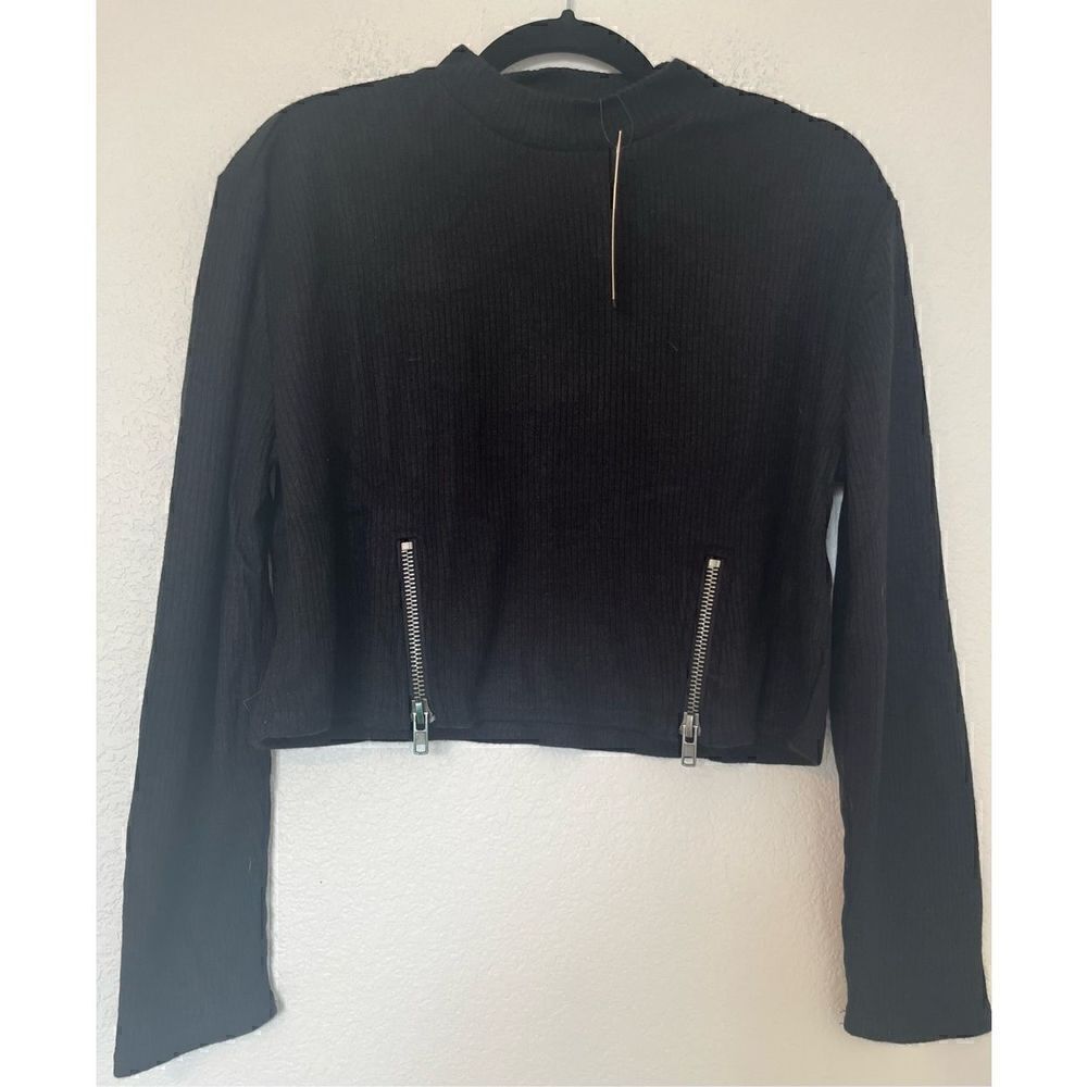 Soncy Ribbed Crew Neck Long Sleeve Sweater with Zippers - New